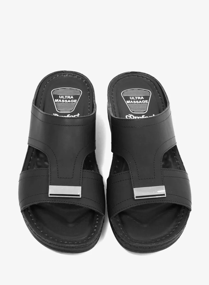 Comfort Plus  Comfort Plus Men's Ultra Massage Leather Sandals Black for Men | Best Price UAE