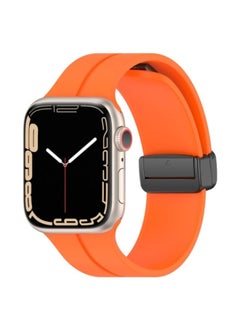 Generic Magnetic Strap For Apple Watch 41mm 40mm 38mm Silicone Strap For iWatch Series 8 7 SE 6 5 (Orange)  - Image 1