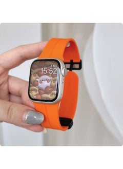 Generic Magnetic Strap For Apple Watch 41mm 40mm 38mm Silicone Strap For iWatch Series 8 7 SE 6 5 (Orange)  - Image 3