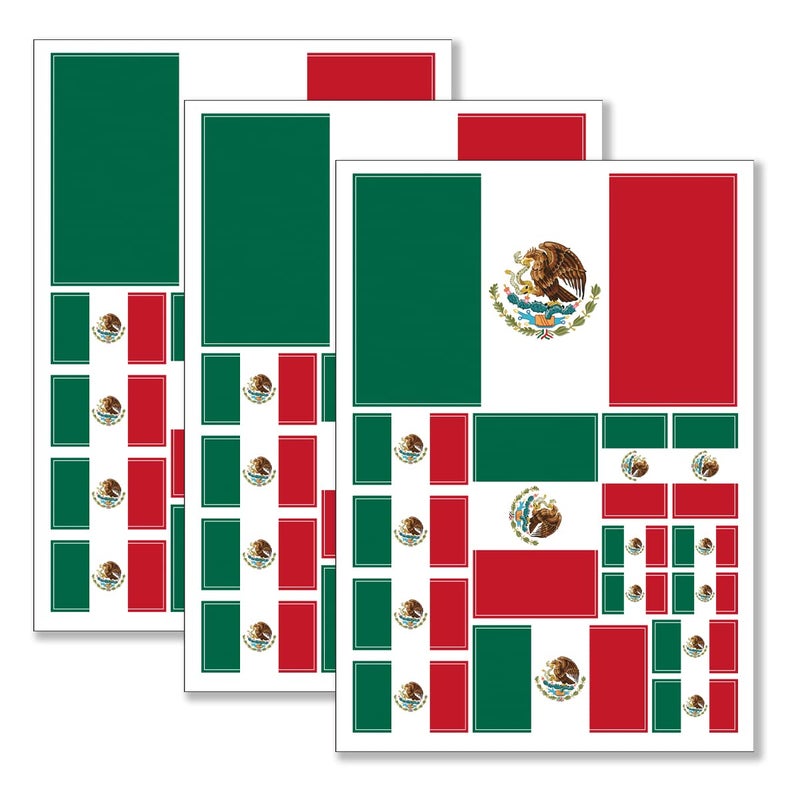 QQSD 3 Pcs Mexico Vinyl Decals Mexican Sticker Mexico Flag Decal Mexican Flag Stickers for Cars Vehicles Trucks Bumper 11.7 x 8.3 Inch