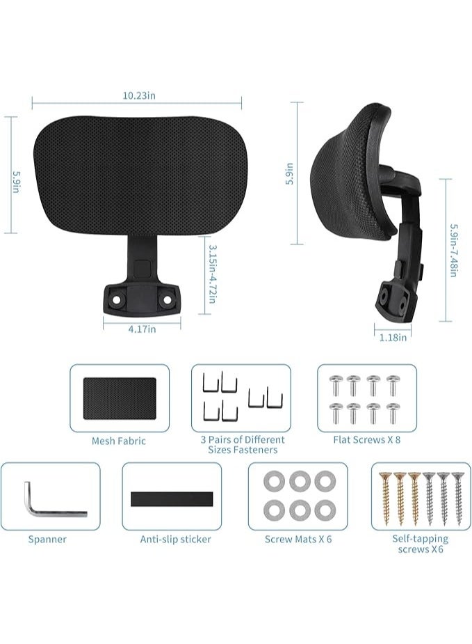 DUNISO مسند رأس قابل للتعديل لمقعد المكتب المريح، وسادة رأس مرنة قابلة للتعديل في الارتفاع والزوايا، وسادة دعم الرقبة قابلة للتثبيت، سهلة التركيب، لمقاعد المكتب، مقاعد الألعاب، الكراسي القابلة للإمالة، ومقاعد السيارات - Image 3