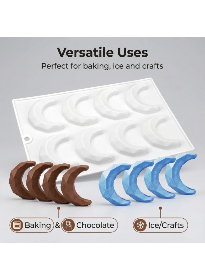 XiuWoo 8 تجويف القمر النمذجة سيليكون قالب الخبز الشوكولاته حلوى صنع قالب لتقوم بها بنفسك كعكة الخبز الديكور صنع سيليكون صينية الخبز - Image 4