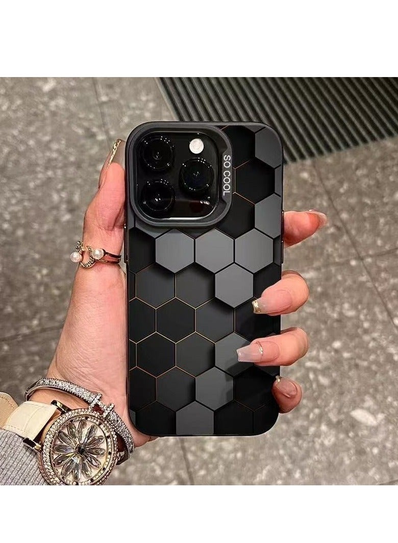 Black Matte Honeycomb Shockproof Case for iPhone 16 Pro | Anti-Fingerprint, Drop Protection, Scratch Resistant, Anti-Shock Cover - Image 2