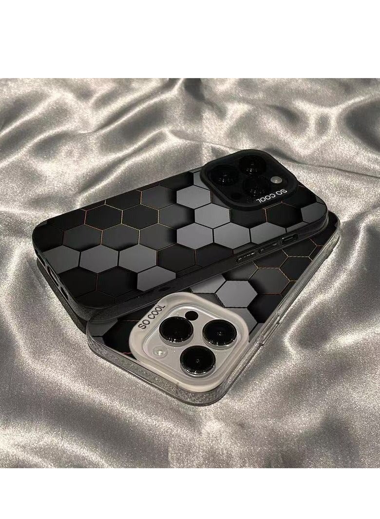 Black Matte Honeycomb Shockproof Case for iPhone 16 Pro | Anti-Fingerprint, Drop Protection, Scratch Resistant, Anti-Shock Cover - Image 3