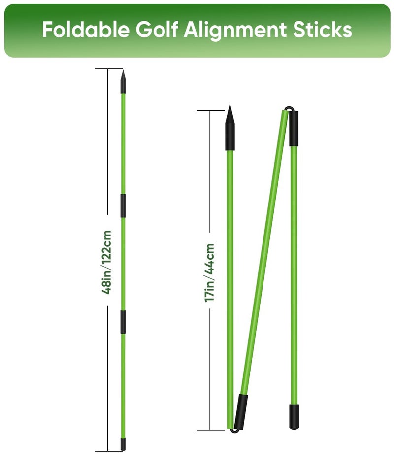 Jiskan Jsikan Pro Golf Alignment Sticks System with Holder Angle Plate, Golf Trainer Aid Teaching Equipment for Aiming, Putting, Swing, Essentials Golf Gifts Accessories for Men and Women - Image 4