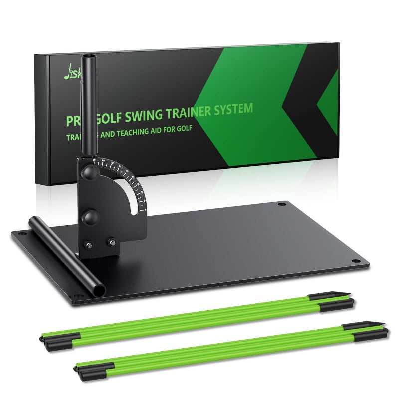 Jiskan Jsikan Pro Golf Alignment Sticks System with Holder Angle Plate, Golf Trainer Aid Teaching Equipment for Aiming, Putting, Swing, Essentials Golf Gifts Accessories for Men and Women - Image 1