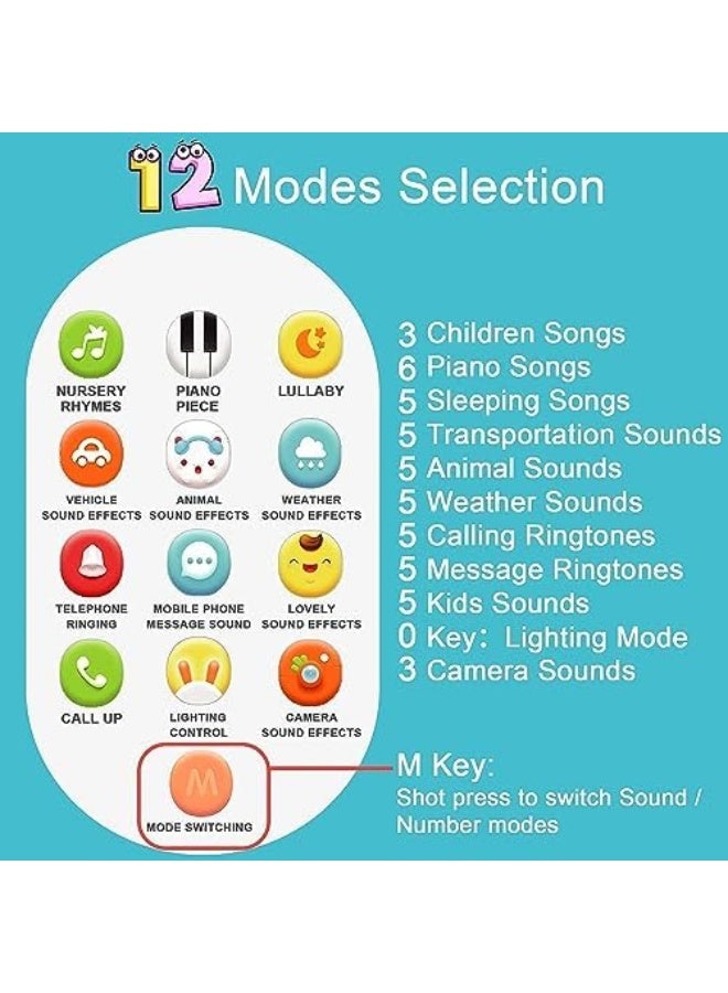Baby Musical Toys, Sensory Learning Toys with 12 Functions,Silicone Pretend Touch Mobile Phone Toy,Baby Cell Phone Toys With Music And Sound,Preschool Birthday Gift For Boy 18+ Months - Image 3