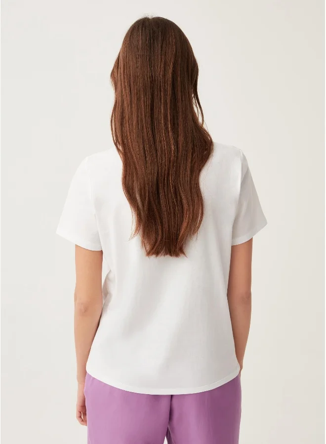 Ovs Cotton T-shirt with flower print