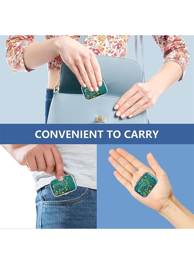Generic Compartment Medicine Pill Case, Van Gogh Almond Blossom Decorative 2 Compartment Travel Medicine Organizer, Retro Decorative Metal Travel Medicine Kit (Green)  - Image 5