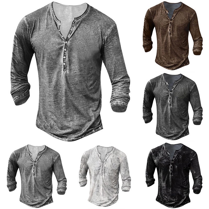 Foreign Trade Men's Autumn and Winter European Size 3D Digital Printing Snowflake Youth Large Size Hip-Hop Casual Long-Sleeved Men's T-Shirt - Image 2