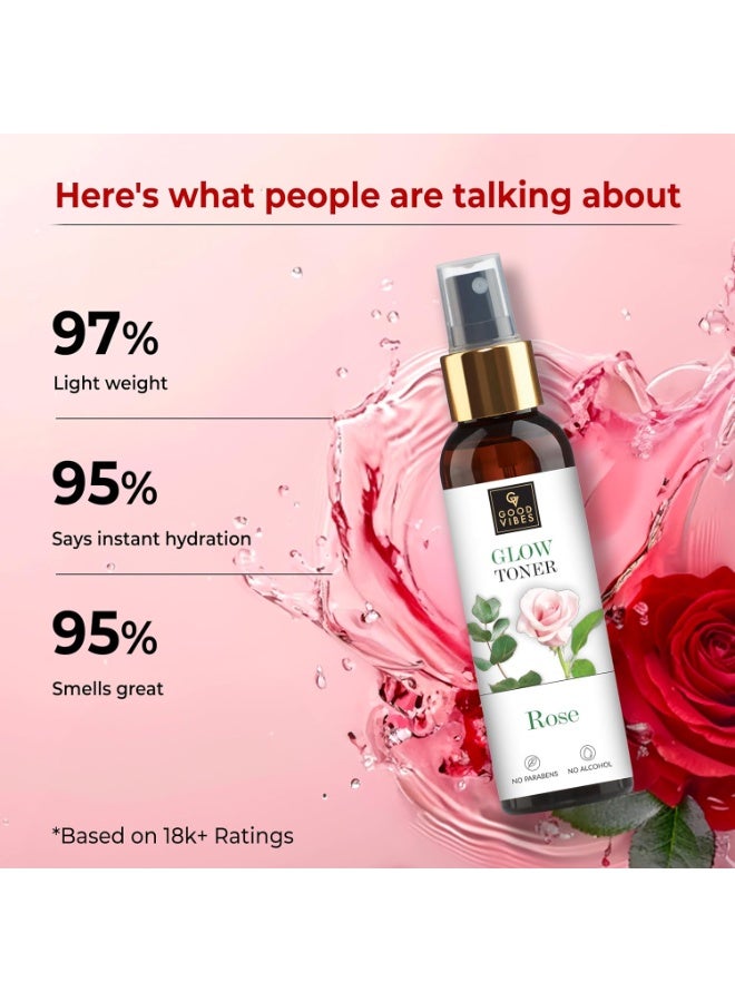 Good Vibes Rose Glow Toner 120 ml, Hydrating Light Weight Anti Ageing Nourishing Moisturizing Brightening Revitalising for All Skin Types, Natural, No Alcohol, Parabens & Sulphates, No Animal Testing - Image 2