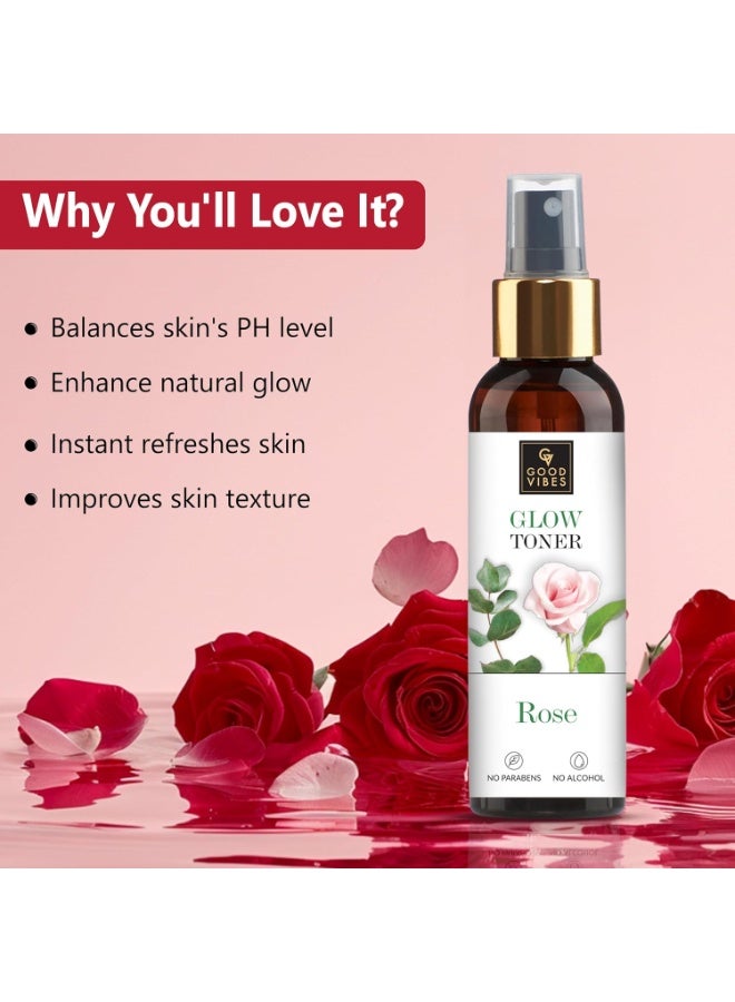 Good Vibes Rose Glow Toner 120 ml, Hydrating Light Weight Anti Ageing Nourishing Moisturizing Brightening Revitalising for All Skin Types, Natural, No Alcohol, Parabens & Sulphates, No Animal Testing - Image 3