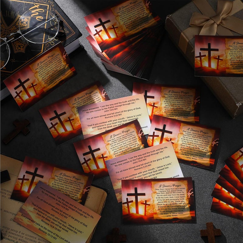 Chiisong 300 Pcs Bible Tract Salvation Cards Bulk Prayer Gospel Pocket Holy Postcards Christian Bible Verses Wallet Planner Bookmark for Men Women Witnessing Ministering Tool(English) - Image 4