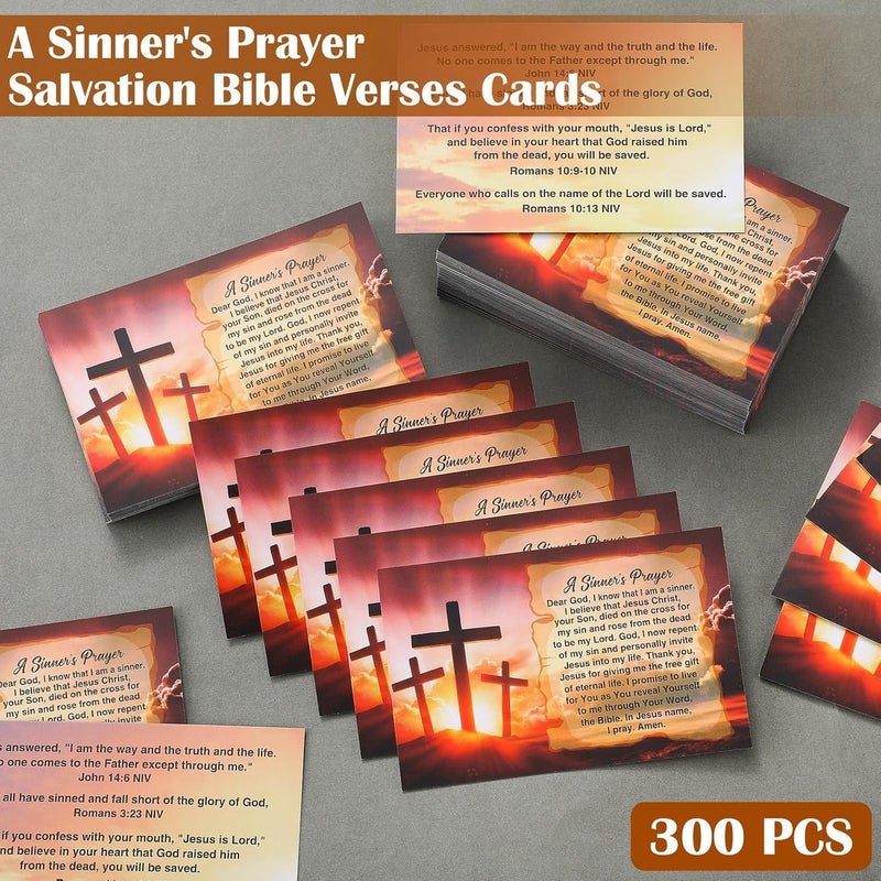 Chiisong 300 Pcs Bible Tract Salvation Cards Bulk Prayer Gospel Pocket Holy Postcards Christian Bible Verses Wallet Planner Bookmark for Men Women Witnessing Ministering Tool(English) - Image 3