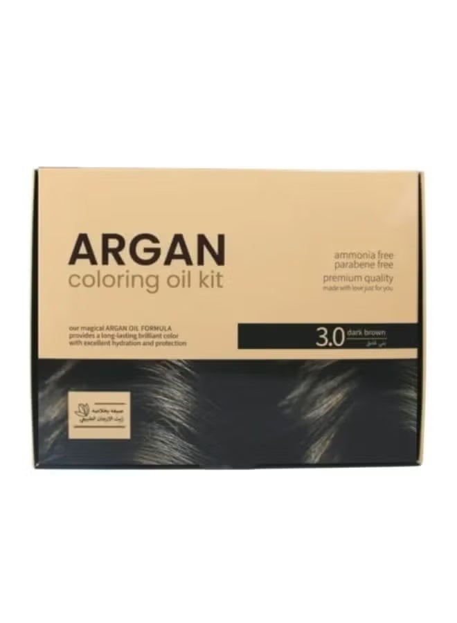 Argan Kit Hair Dye Natural Argan Oil 3.0 Dark Brown