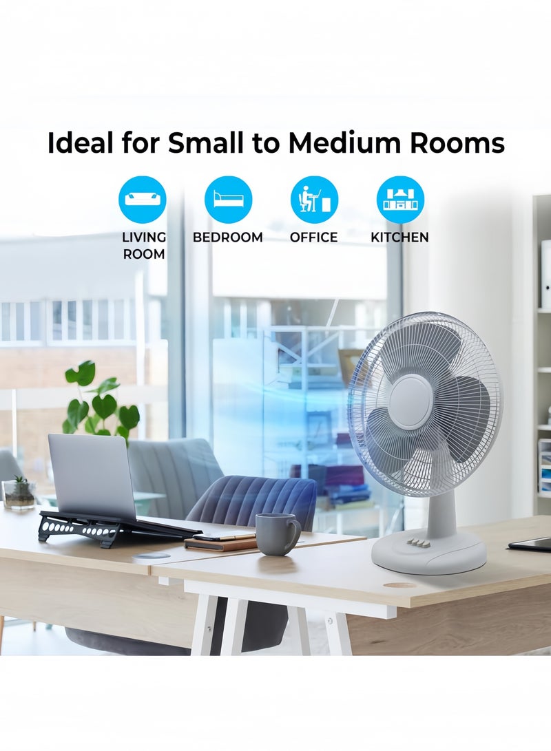 GGEROU Oscillating Table Fan with Adjustable Tilt, Convenient Push Button Controls, Quiet, 16 inch, 3 Speed, Desk Fan, Airflow 15.75 ft/sec, Ideal for Home, Bedroom, Dorm & Office, White  - Image 5