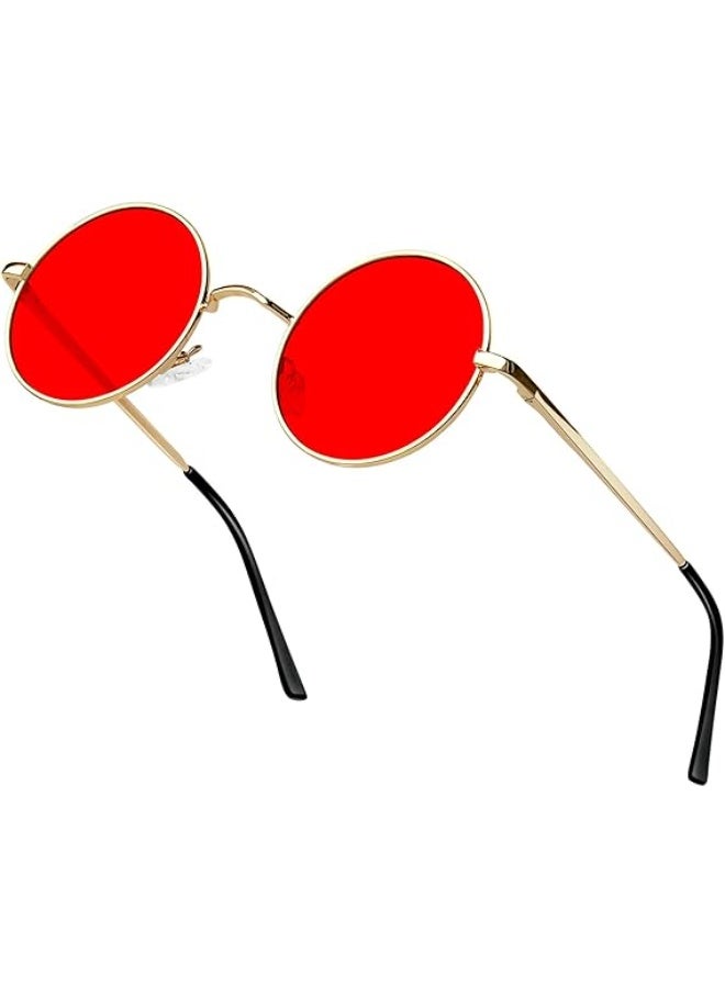 KANASTAL Hippie Round Polarized Sunglasses for Women Men, Small Circle Sun Glasses Classic Vintage Retro Shades Metal Frame UV400 Protection - Image 1
