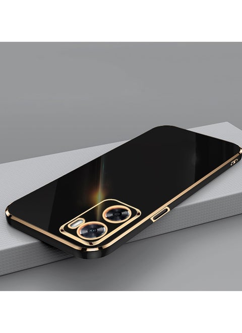 OPPO A57 4G Black Mobile Phone Case Cover, Luxury Plating Soft Back Cover, Raised Full Camera Protection