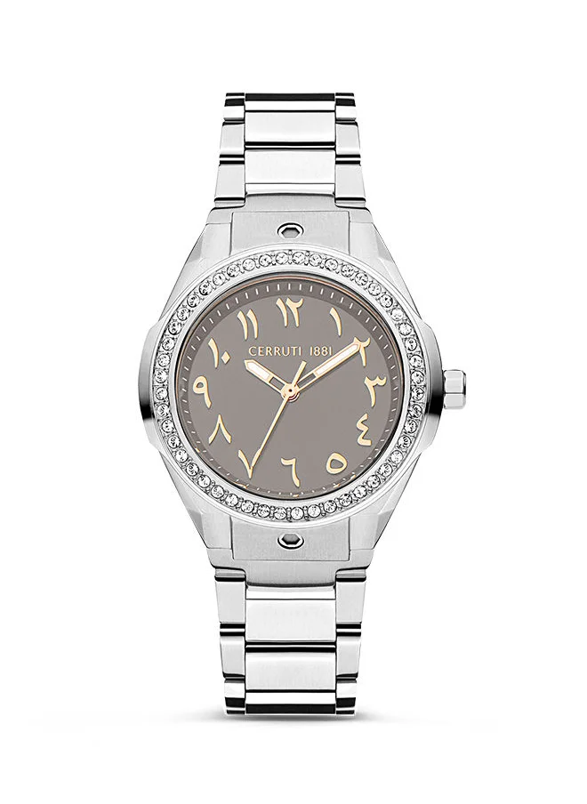 CERRUTI 1881 Womens Round Shape Stainless Steel Analog Wrist Watch CIWLG2226001 33 mm Rose gold