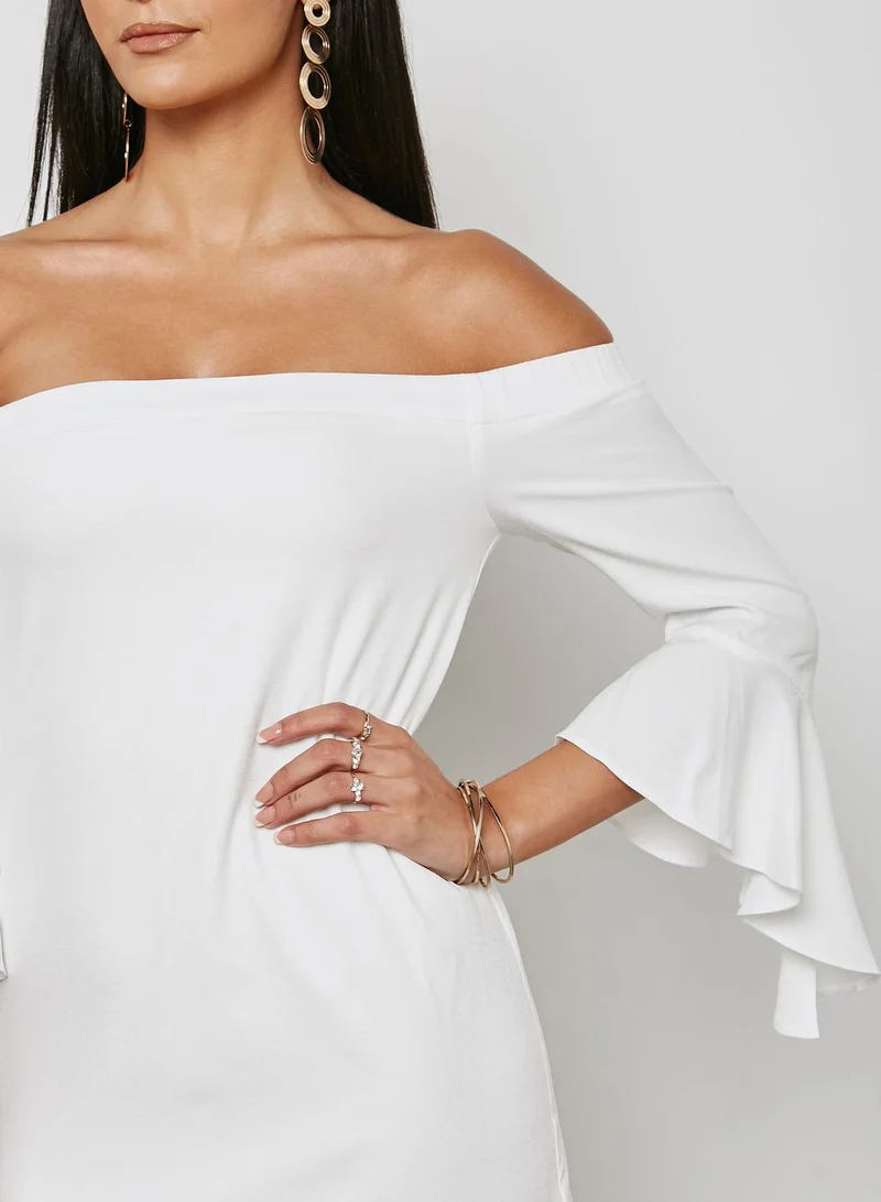 Missguided Bardot Frill Sleeve Dress