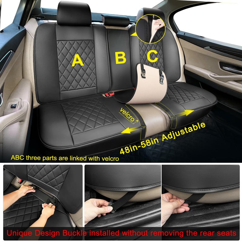 BEITK Leather Car Seat Covers Full Set,Unique Rear Design Easy to Install Car Seat Cover Protectors,Universal Full Surround Front Back Auto Seat Cover,Car Seat Cover for Sedan Cars Pick-up Trucks SUV - Image 4
