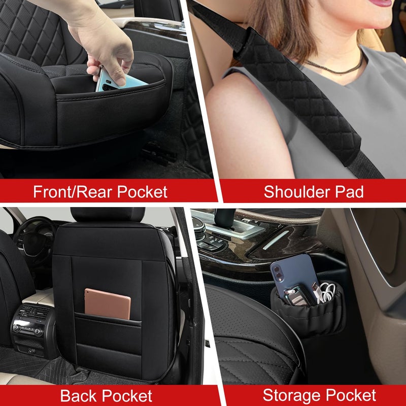 BEITK Leather Car Seat Covers Full Set,Unique Rear Design Easy to Install Car Seat Cover Protectors,Universal Full Surround Front Back Auto Seat Cover,Car Seat Cover for Sedan Cars Pick-up Trucks SUV - Image 5