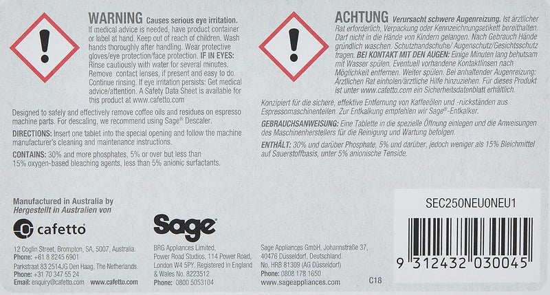 Sage SEC250 Espresso Machine Cleaning Tablets Pack of 8, Removes Coffee Oil & Residue, Suitable for All Sage Machines - Image 3