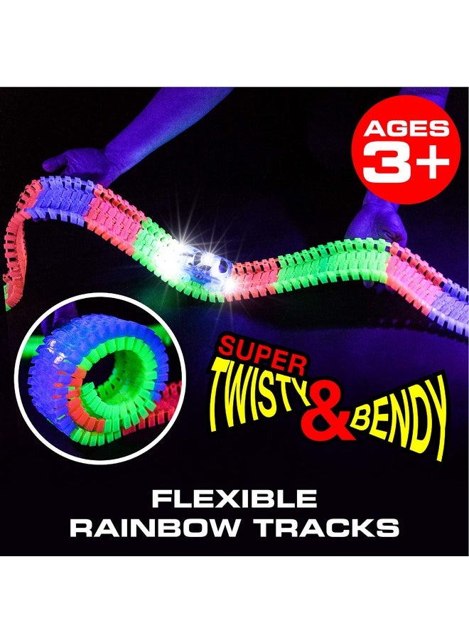 USA Toyz Glow Race Tracks And Led Toy Cars - 360Pk Glow In The Dark Bendable Rainbow Race Track Set Stem Building Toys For Boys And Girls With 2 Light Up Toy Cars  - Image 5