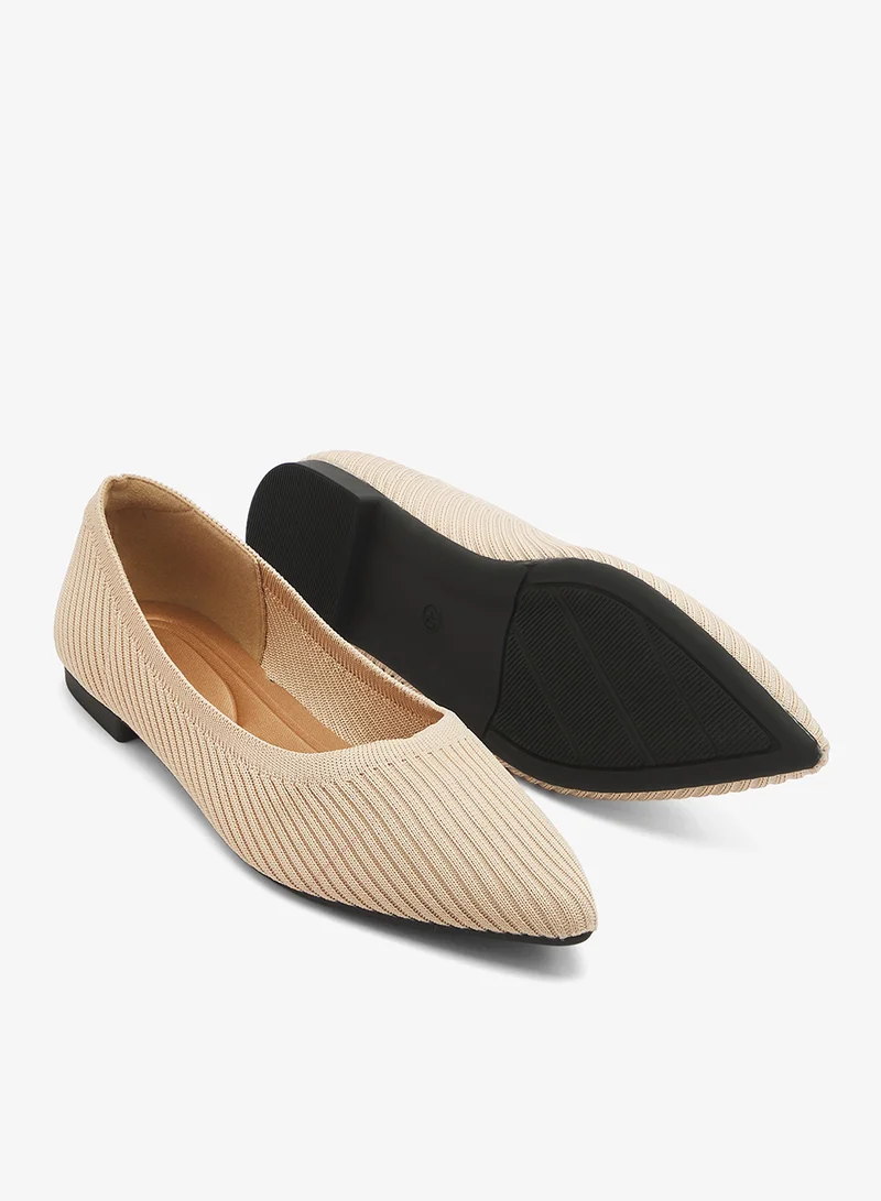 Ella Cream Knitted Pointed Toe Ballet Flats for Women | Best Price UAE