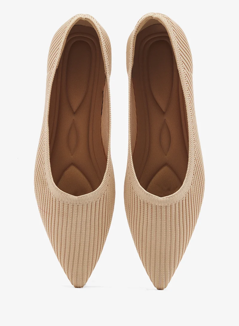 Ella Cream Knitted Pointed Toe Ballet Flats for Women | Best Price UAE