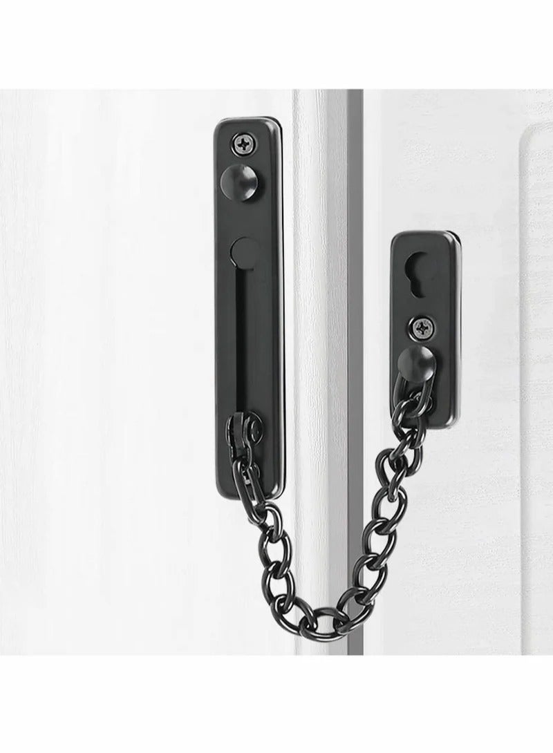 Stainless Steel Chain Door Guard with Spring Anti-Theft Press Lock, Punch Free Door Chain Lock, Bedroom Home Apartment Hotel Security Door Sliding Safety Chain Lock Stainless Steel Easy Installation  - Image 4
