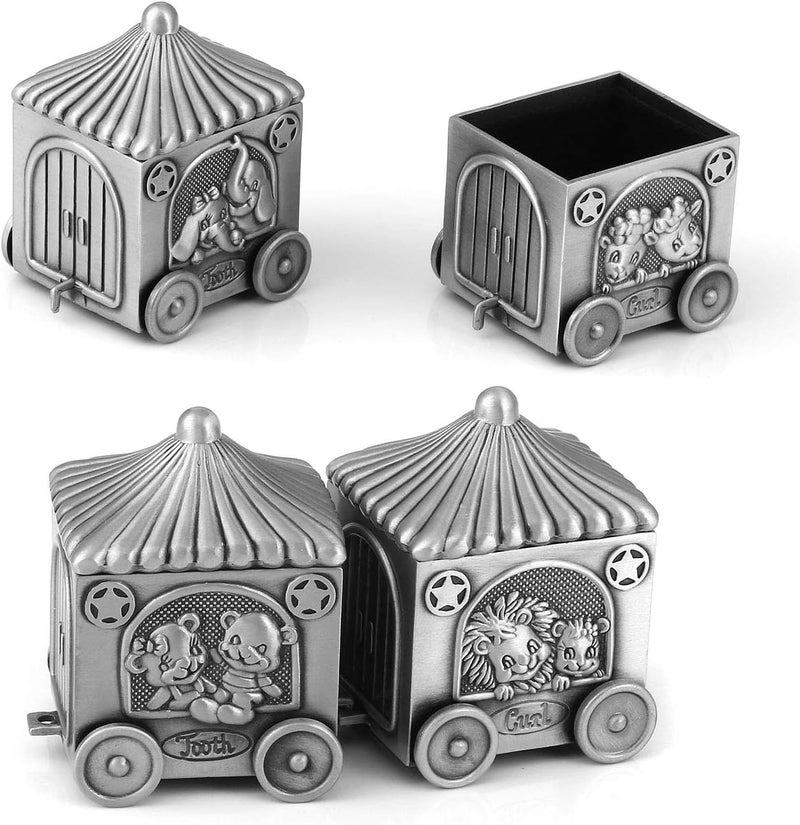 Mogoko Silver Tooth Holder My First Tooth and Curl Keepsake Box Set Baby Teeth Fairy Containter Gift Boxes for Child Kids - Image 5