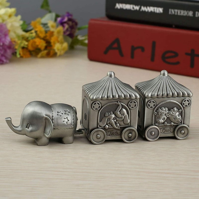 Mogoko Silver Tooth Holder My First Tooth and Curl Keepsake Box Set Baby Teeth Fairy Containter Gift Boxes for Child Kids - Image 2