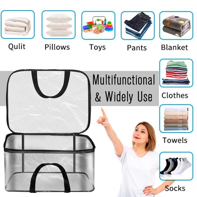 Storite Storite Pack Of 2 Transparent PVC Clothes Storage BagsSaree Covers with Zip for Storage Specially Design for Woman Dresses Sarees Lehengas Wardrobe Organizer 41 x 31 x 23 cm - Image 5