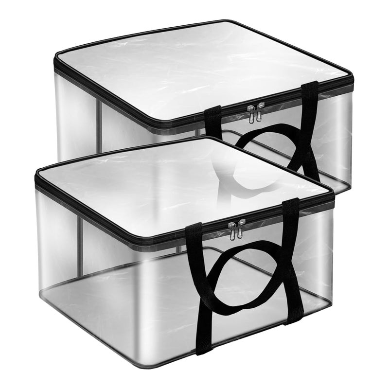Storite Storite Pack Of 2 Transparent PVC Clothes Storage BagsSaree Covers with Zip for Storage Specially Design for Woman Dresses Sarees Lehengas Wardrobe Organizer 41 x 31 x 23 cm - Image 1