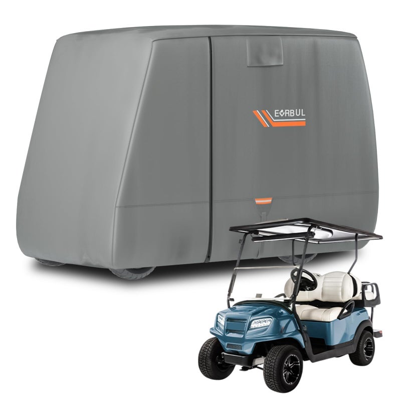 EVRBUL Golf Cart Cover 2224 Passenger Heavy Duty 420D Waterproof Golf Cart Covers with Three Zipper Doors Compatible with EZGO Club Car Yamaha Golf CartsWindproof Sunproof Golf Cart Cover Gray - Image 2