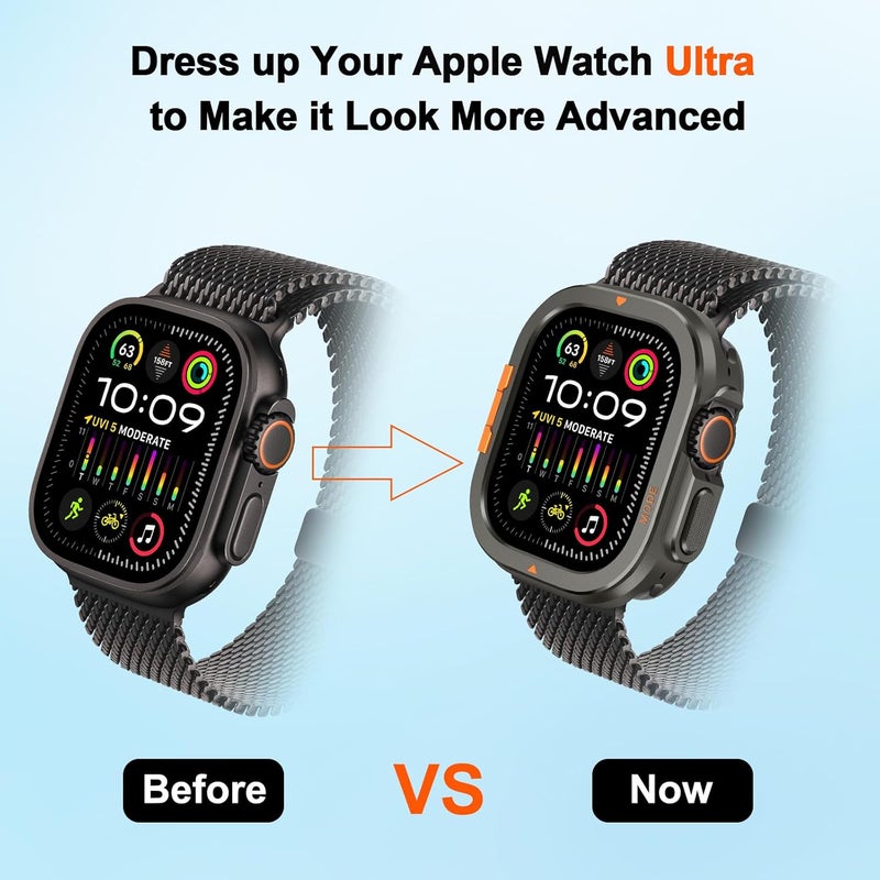 Suphart 2 in-1 Metal Cover Compatible with Apple Watch Ultra 2/1 Case 49mm, Rugged Bumper with Back Protector for iWatch Ultra 49mm, Graphite Flexible varied design - Image 4