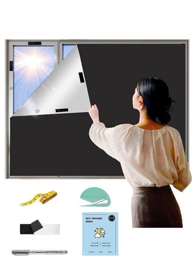 Lemon Portable Blackout Curtains With Self Adhesive Tape Travel Cuttable Sunscreen Shade Drapes For Bedroom Living Room Bathroom And Attic Blackout Curtains Width 145 cm Length 100 cm