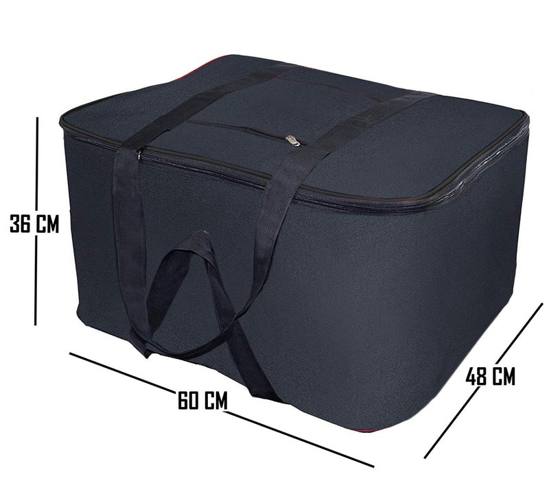 JHANKAAR Handicraft Parashoot Jumbo Underbed Moisture Proof Storage Bag with Zipper Closure and Handle Black Pack of 1  - Image 4