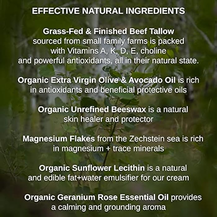 Shwally Paleo Magnesium Oil Cream - A True Seed-Oil Free & Primal Mag Balm - 100% Grass Fed Tallow, Avocado, Extra Virgin Olive Oil with Zechstein Magnesium - Subtle Vanilla Bean - Image 3