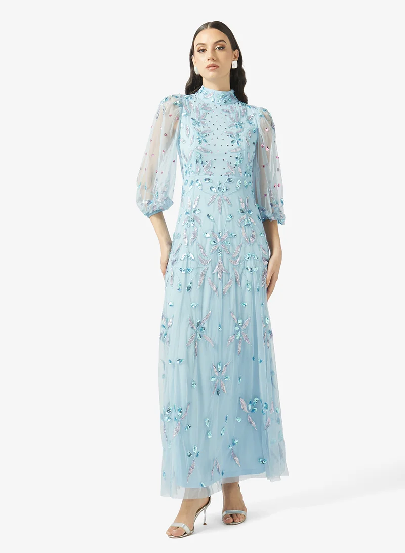 Embellished Short Sleeve Maxi Dress