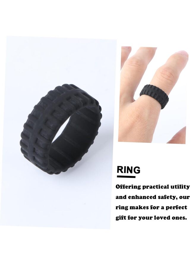 Mens 8.7mm Wide Tire Pattern Silicone Wedding Band 10pcs set Black Brown Camo Blue Rubber Rings(9) - Image 5
