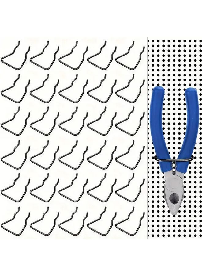 30 Pcs Black Metal Hooks for Pegboard Tool Organization Garage Storage - Image 2