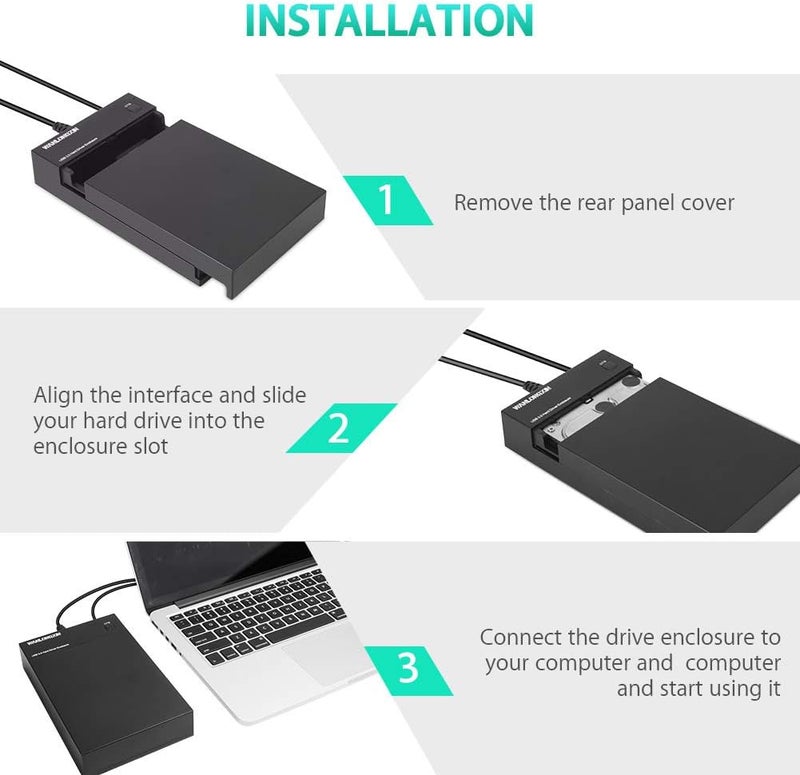 VSVABEFV External Hard Drive Enclosure, 3.5 2.5 Inch SATA HDD USB 3.0 Portable Hard Drive Docking Station with 12V Power Adapter, Support UASP and 8TB Drives - Image 5