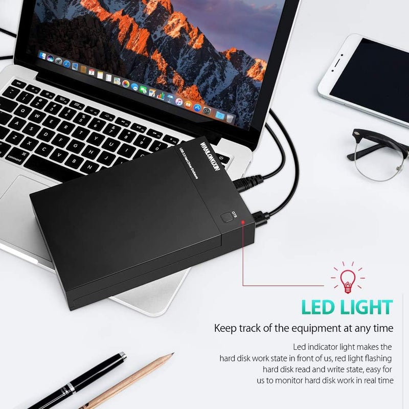 VSVABEFV External Hard Drive Enclosure, 3.5 2.5 Inch SATA HDD USB 3.0 Portable Hard Drive Docking Station with 12V Power Adapter, Support UASP and 8TB Drives - Image 3
