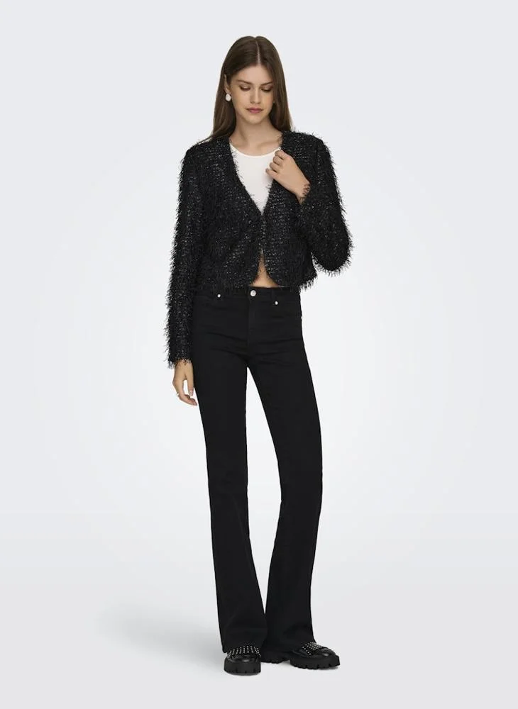 ONLY  Fuzzy Feather Glitter Bomber Jacket for Women | Best Price UAE