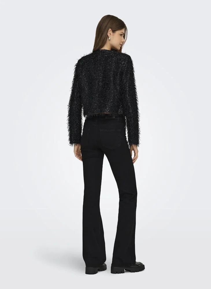 ONLY Fuzzy Feather Glitter Bomber Jacket