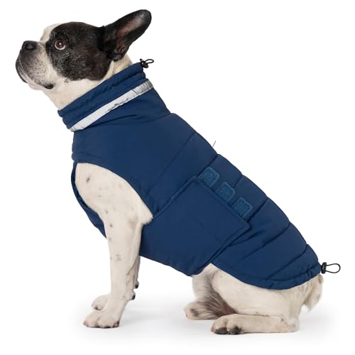 Mklhgty Waterproof Dog Coat for Small Dogs Warm Dog Winter Jacket Reflective Windproof Turtleneck Dog Cold Weather Coats with Adjustable Hook Loop Blue S - Image 1