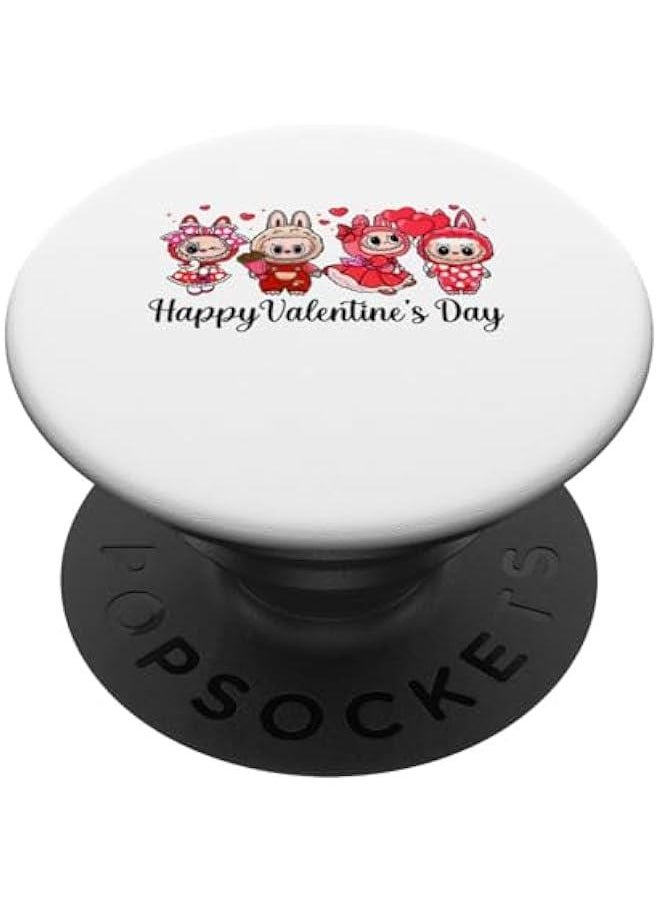 Arabest Labubu Heart Monsters Lover Labubu Happy Valentine's Day  Adhesive PopGrip  - Image 1