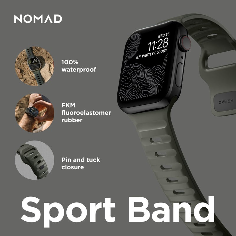 Nomad Sport Band - 45mm | Coastal Rock Green Apple watch ultra 1-3 bands, Designed to give your Apple Watch a modern and athletic look for intense workouts and everyday wear, Compatible with New Series 11, Ultra 1-3, Series 1-10, and SE - Image 2
